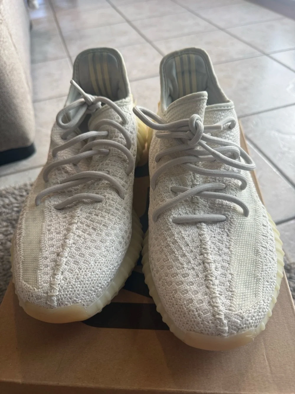 adidas Cream Yeezy-style Knit Sneakers